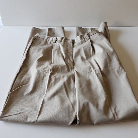 Eddie Bauer Khaki Pleated Front Pants - Size 16 Tall - Picture 1 of 3